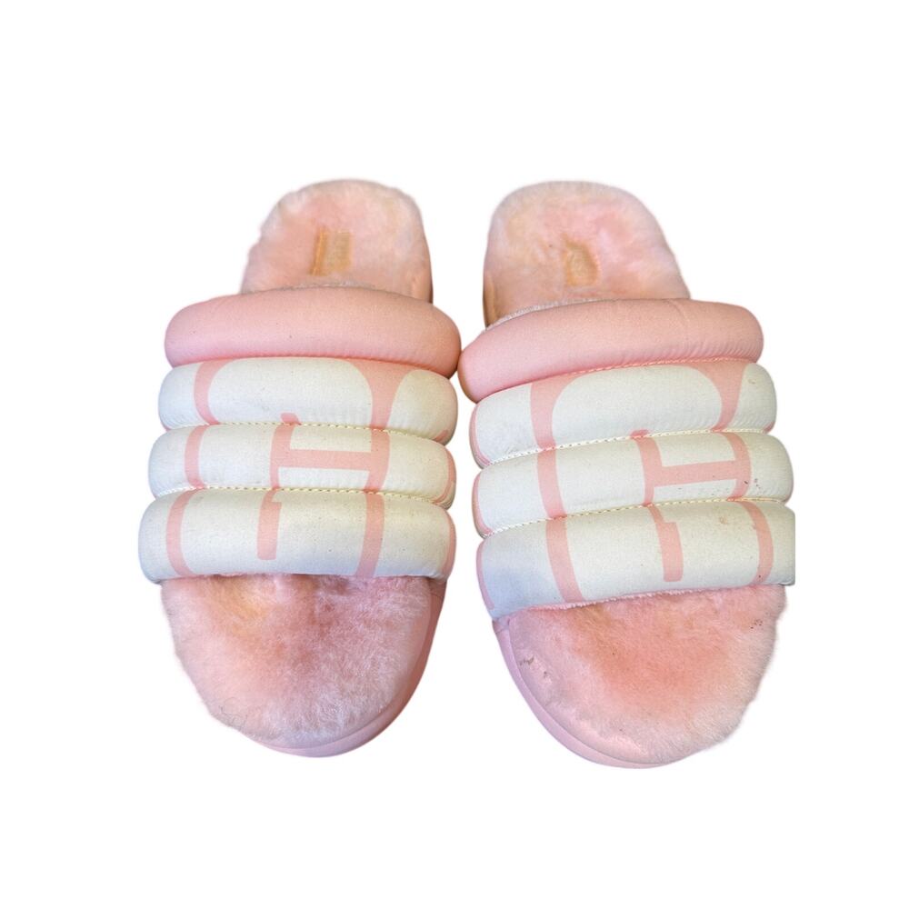 UGG Wonens Maxi Slide Logo Pink Size 7